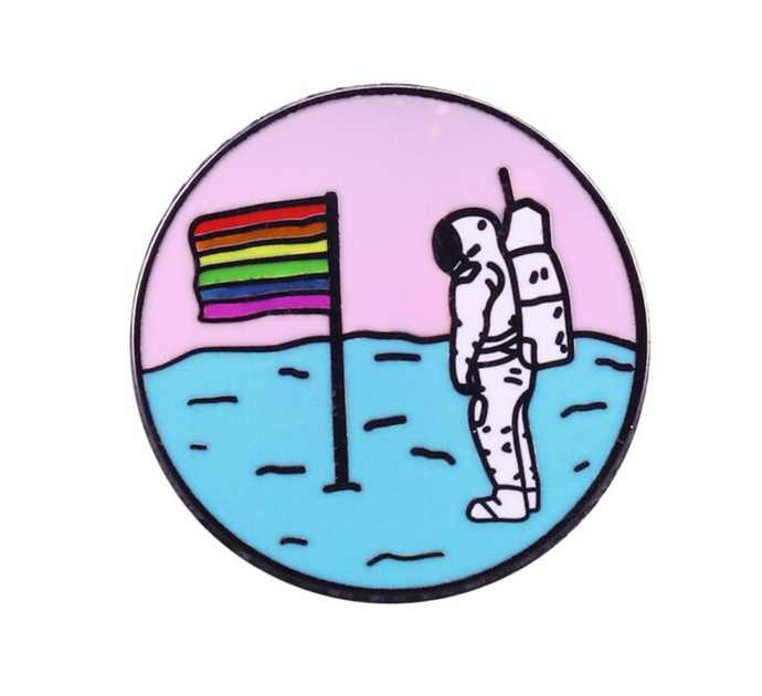 Astronaut Rainbow Flag Pin